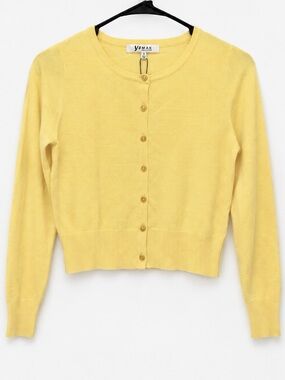 Yemak Sunny Yellow Lightweight Button-Front Cardigan NWT S